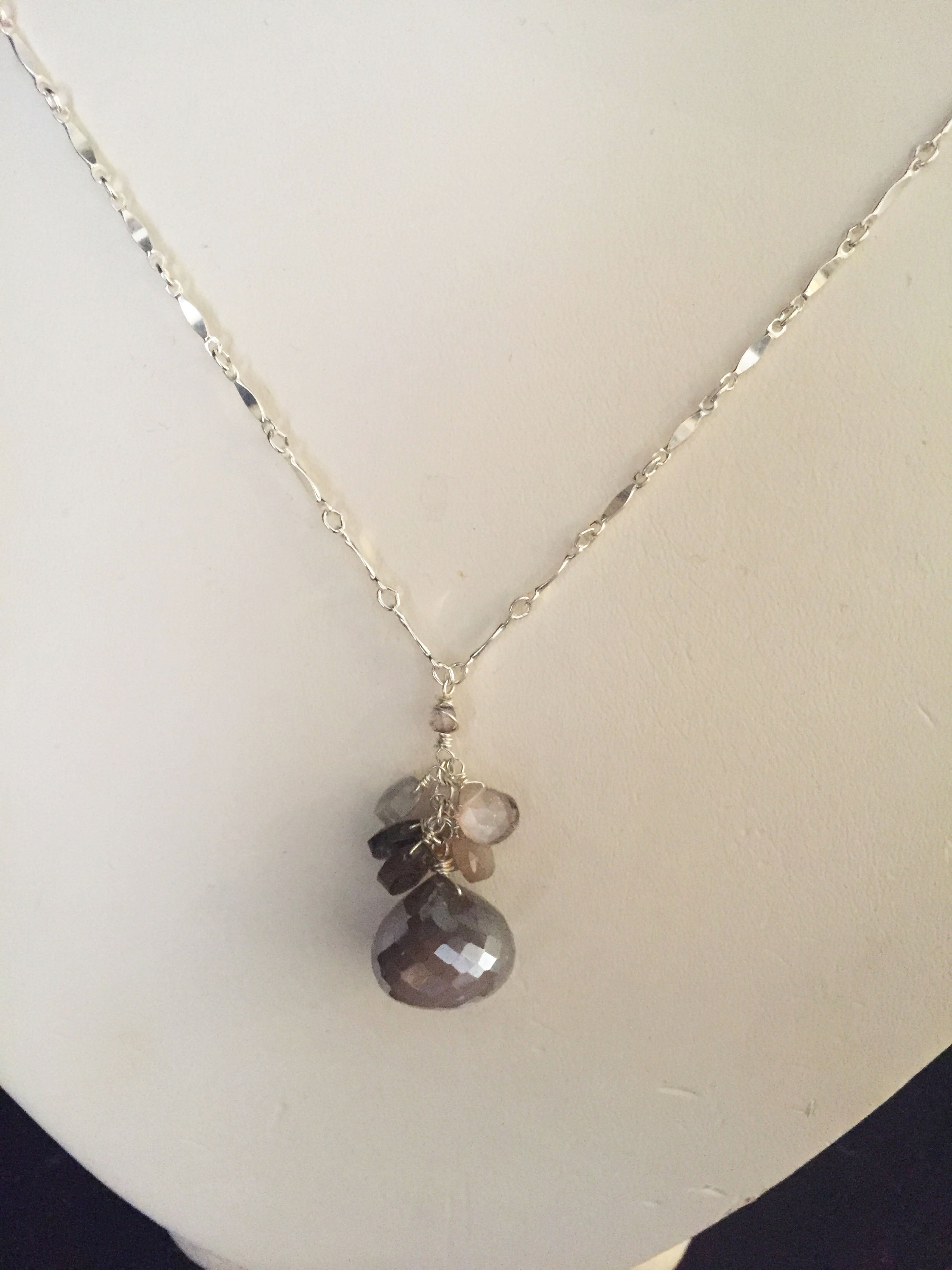 Chocolate and Silver Moonstone Necklace