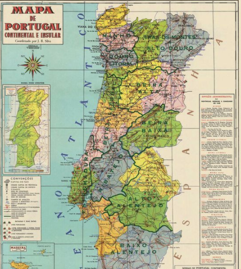 Vintage Style Map - Portugal