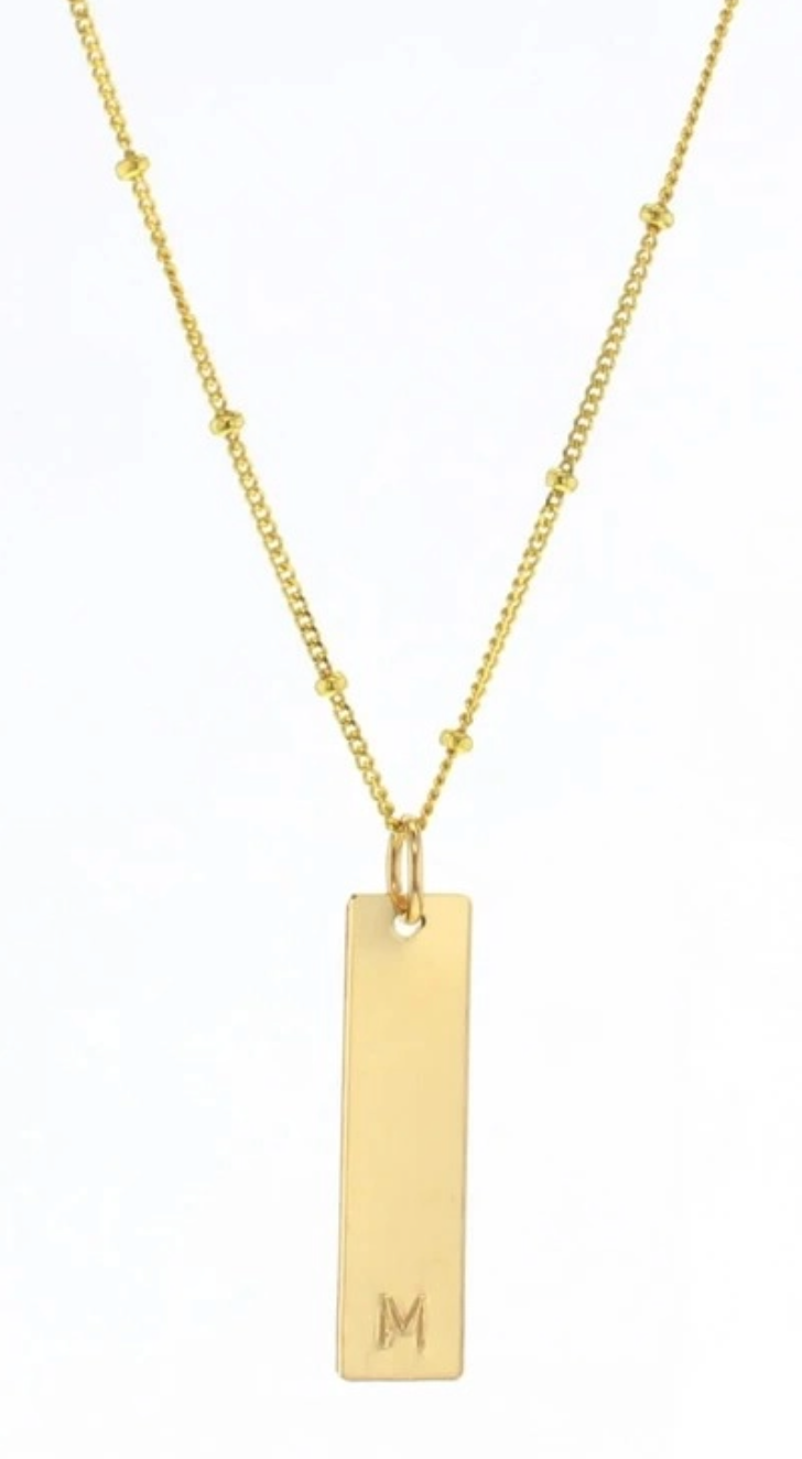 Bar Letter Tag Necklace