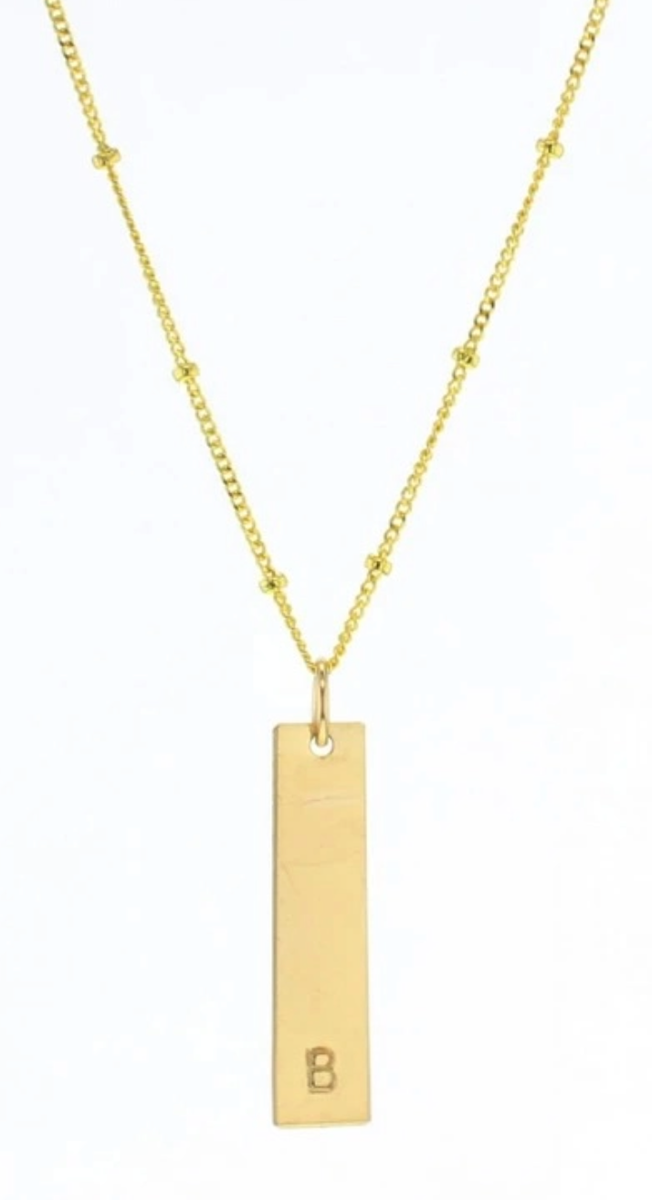 Bar Letter Tag Necklace