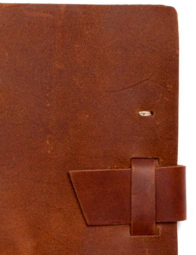 saddle brown leather traveler journal with buckle 