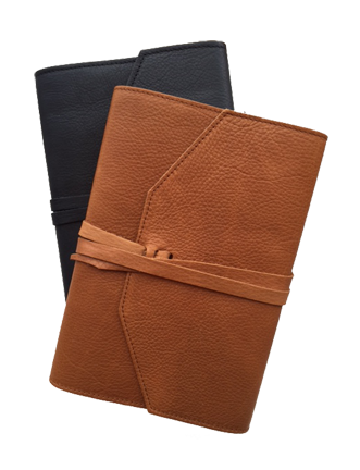 Refillable leather journal flap wrap tie