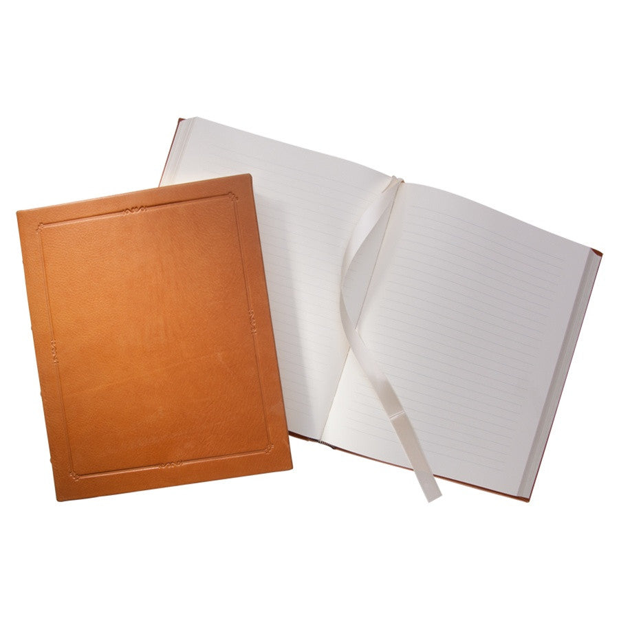 large hardbound leather journal with lined pages