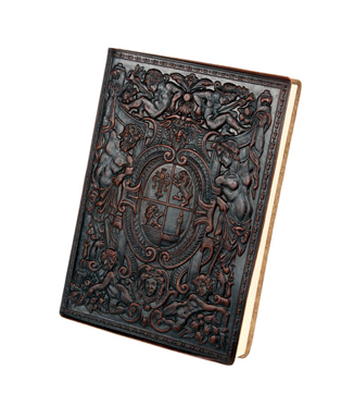 embossed crest old world leather journal 