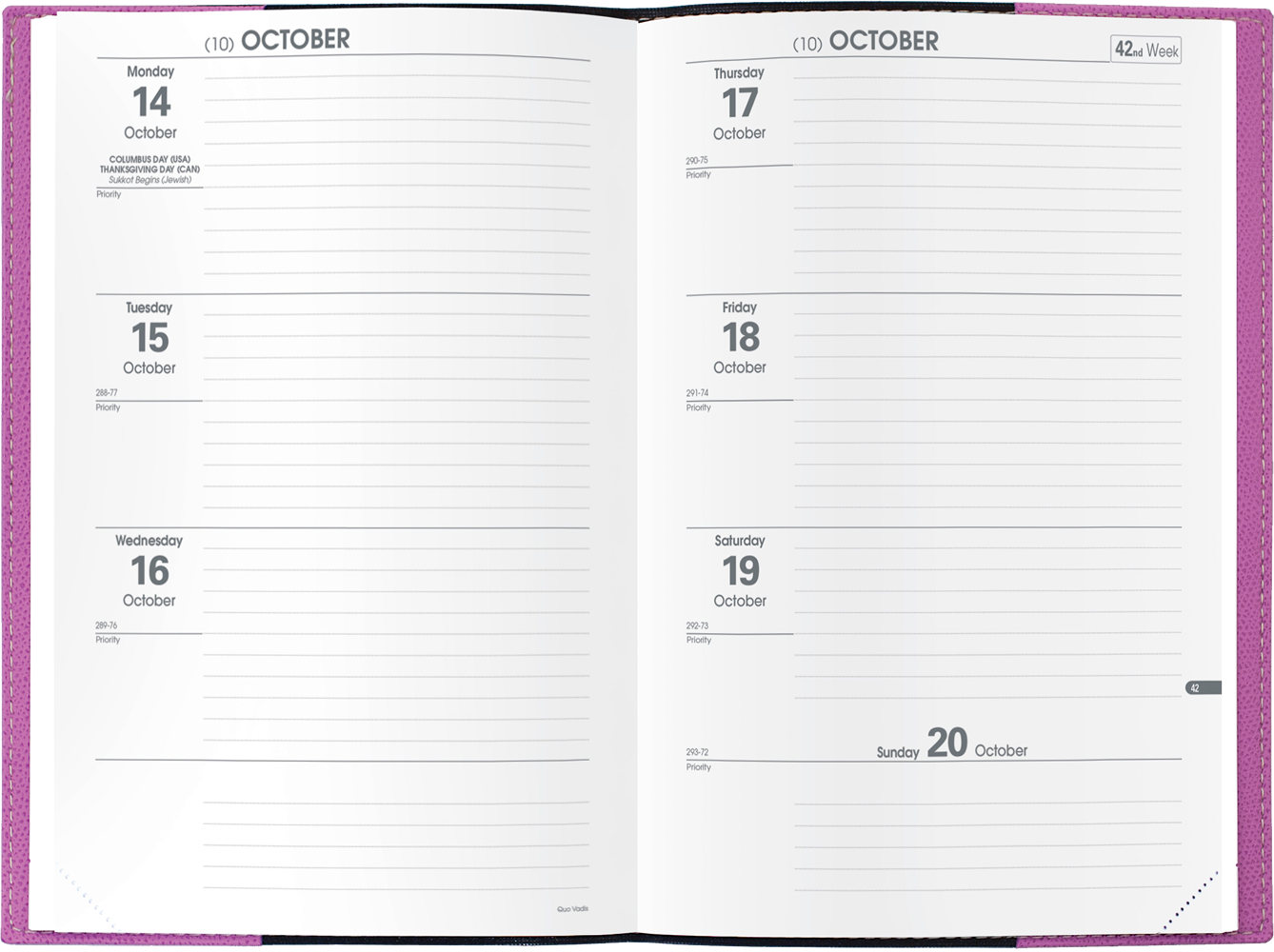 Quo Vadis "Scholar" Weekly Planner 12 months, August to July - 6 1/4 x 9 3/8"