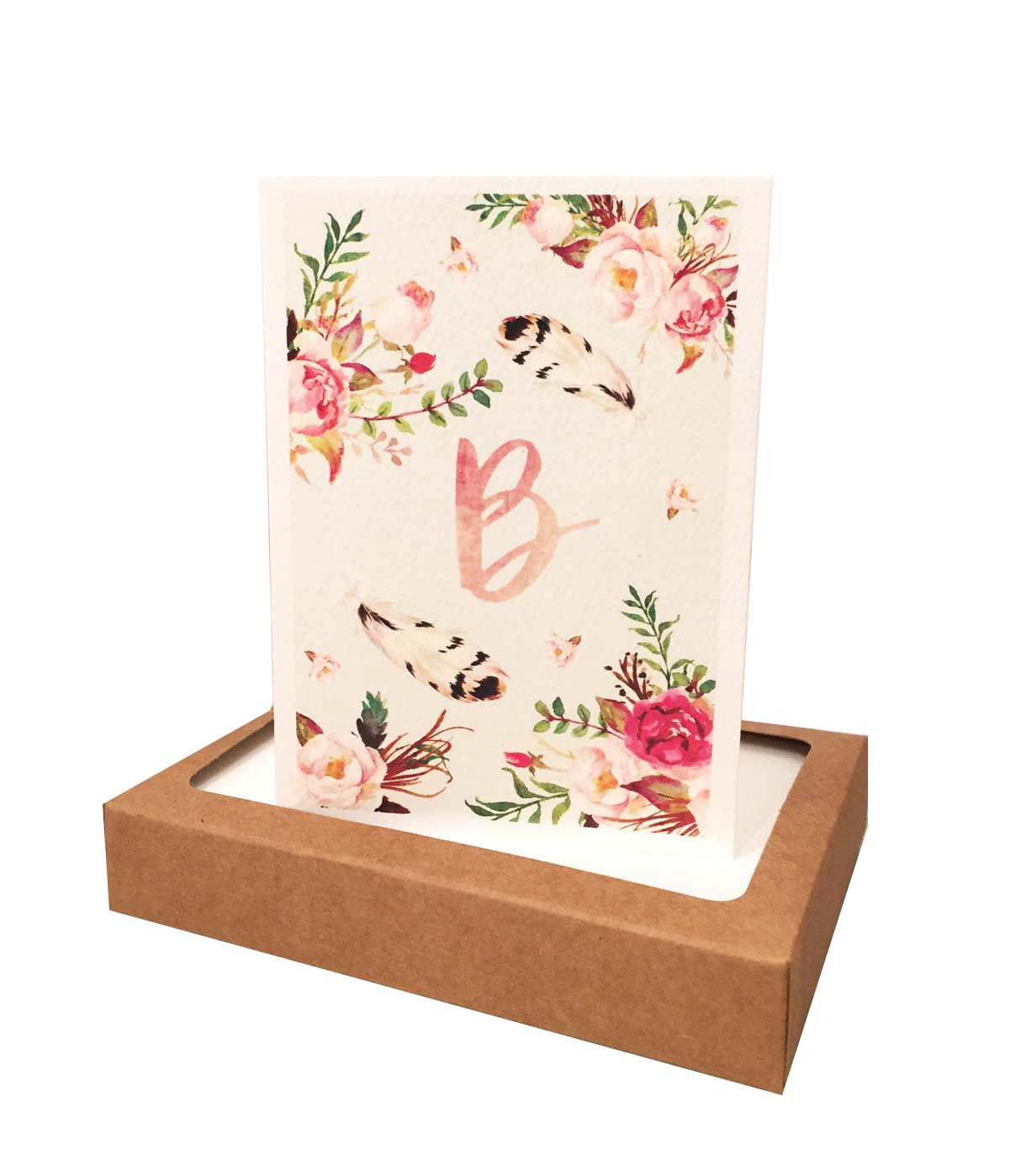 Watercolor Flowers Initial Note Cards