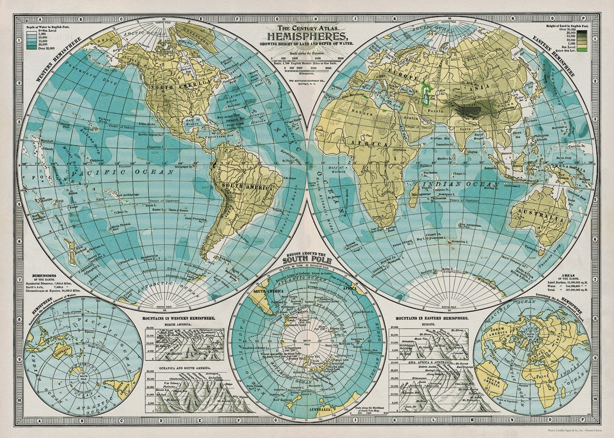 Vintage Style Map - Hemisphere