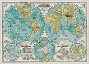 Vintage Style Map - Hemisphere